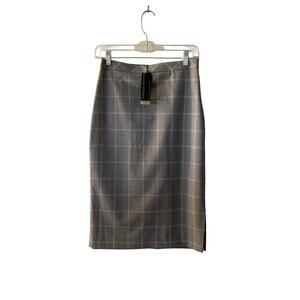 Banana Republic Pencil Skirt NWT Side Slit Gray Plaid Size 0